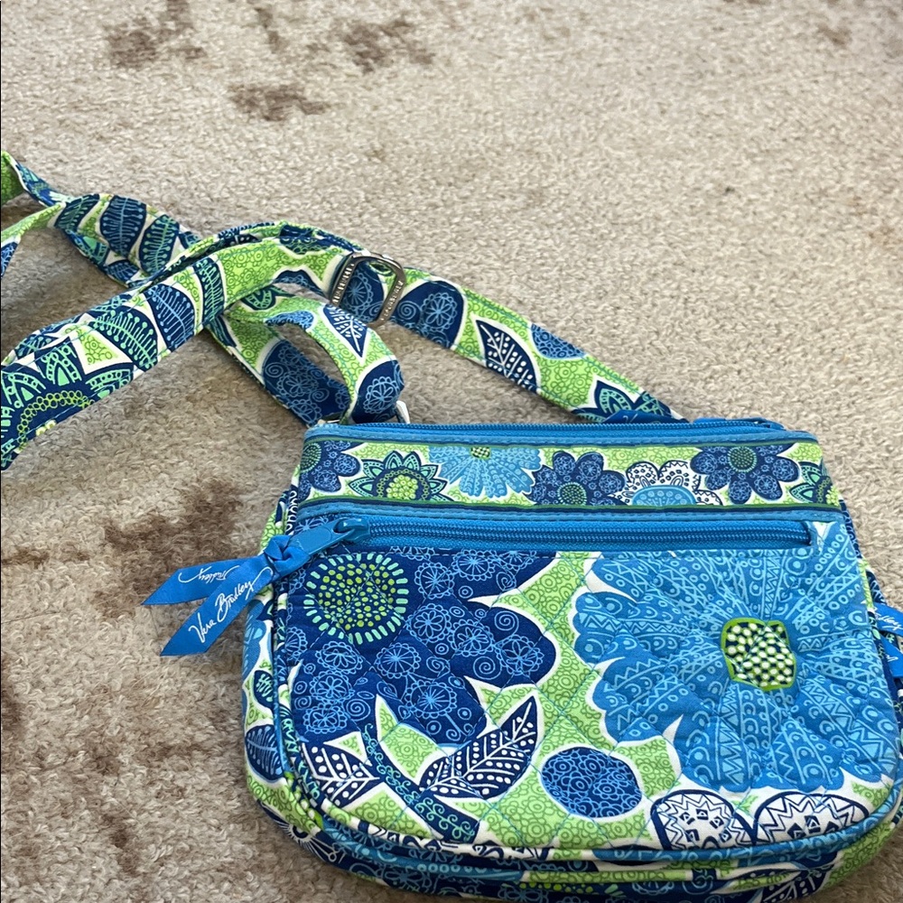 Vera Bradley Vibrant Blue and Green Floral Crossbody Bag
